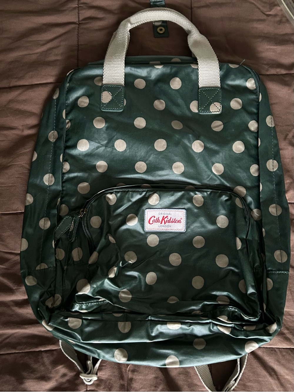 Cath Kidston Forest Green Polka Dot button spot Backpack